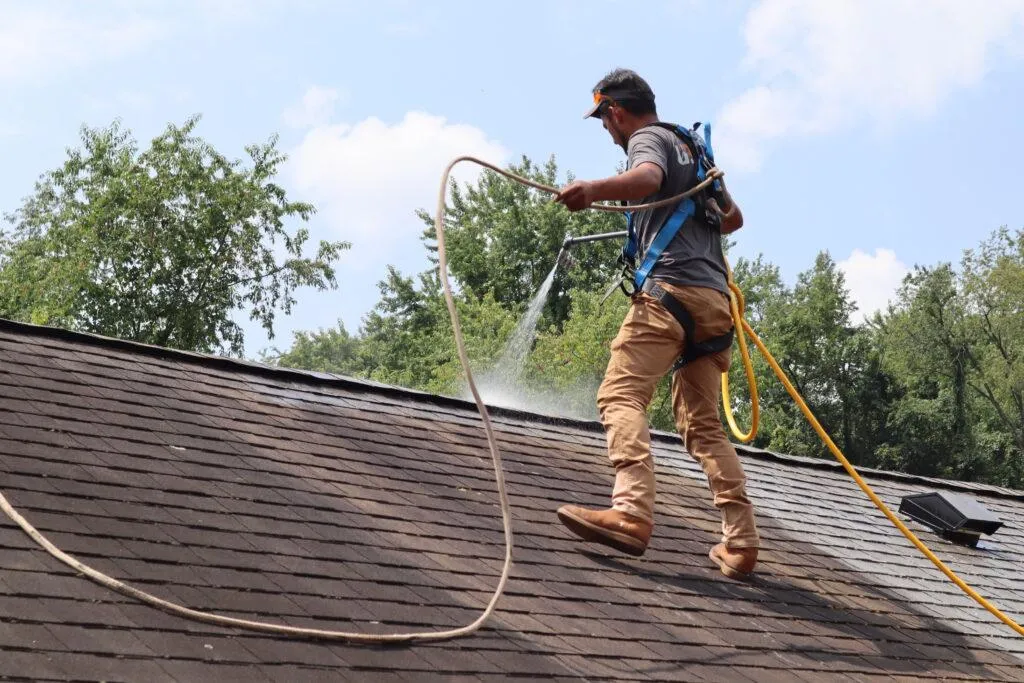 a close up view of a metal roof