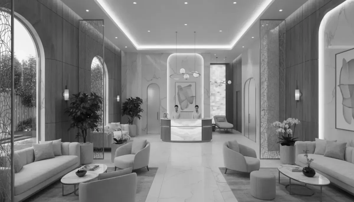 A professional shot of a luxurious COSMETIC DENTAL clinic in MIAMI, FL.