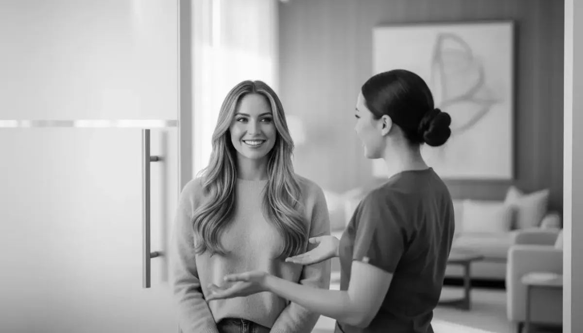 COSMETIC DENTAL staff member greeting a client in MIAMI, FL.