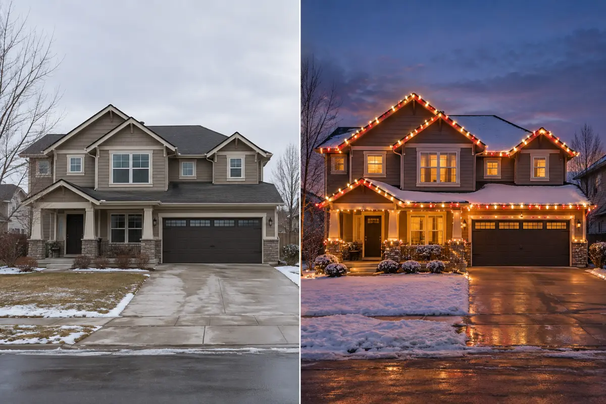 Traditional Christmas Light Installation in Rigby