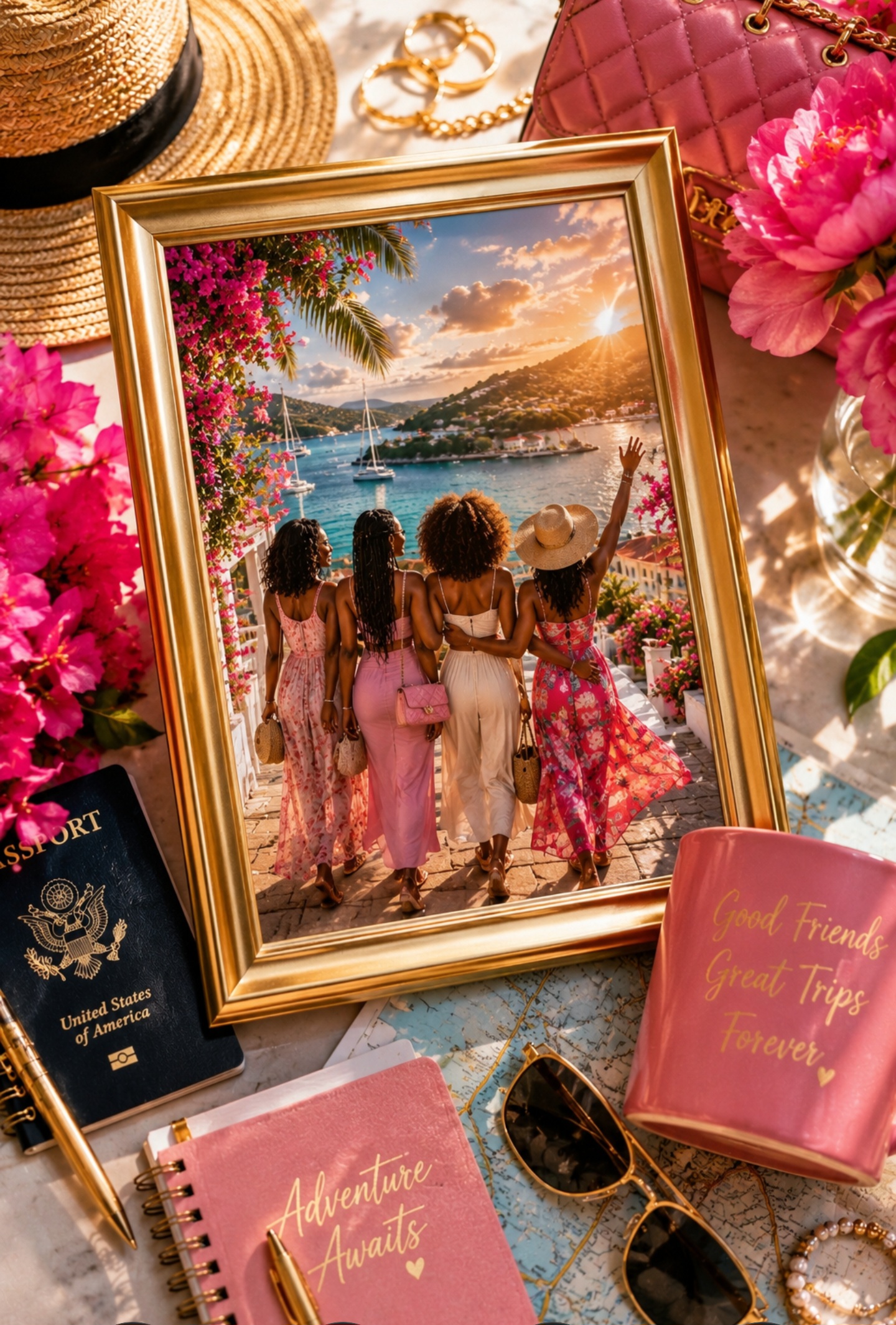 Stylish Black women beginning an international journey