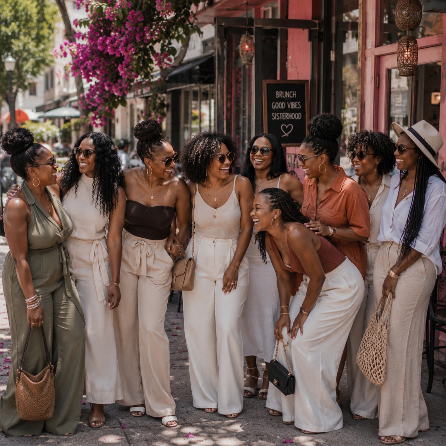 Stylish travelers enjoying an international group trip