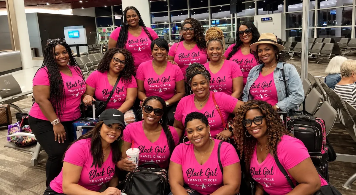 Stylish travelers enjoying an international group trip
