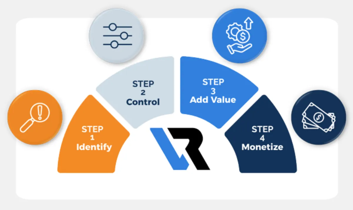 Diagram of the LDP Model showing step 1 Identify, Step 2 Control, Step 3 Add Value, Step 4 Monetize