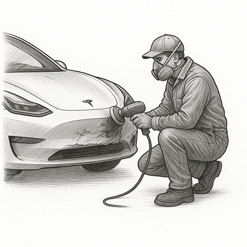 sketch of collision technician at work to depict online advertising focus