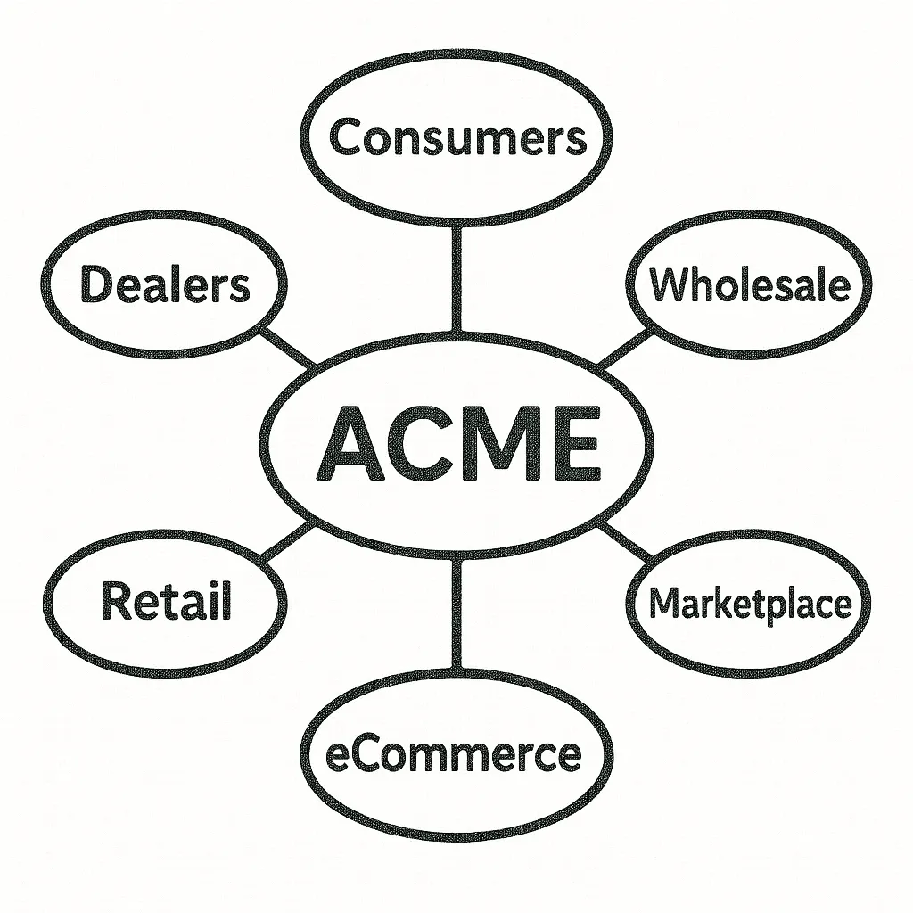image of multiple distribution partners for typical consumer brands company