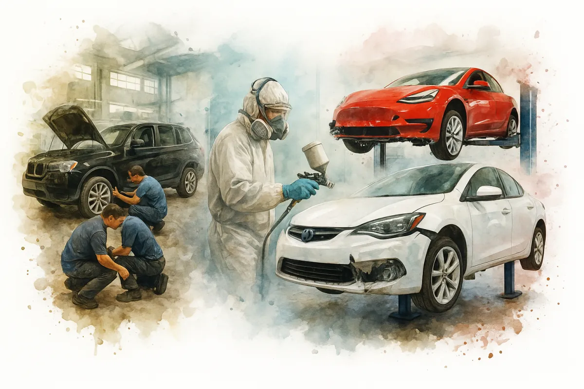 image of collision repair shop to depict online advertising and digital marketing services