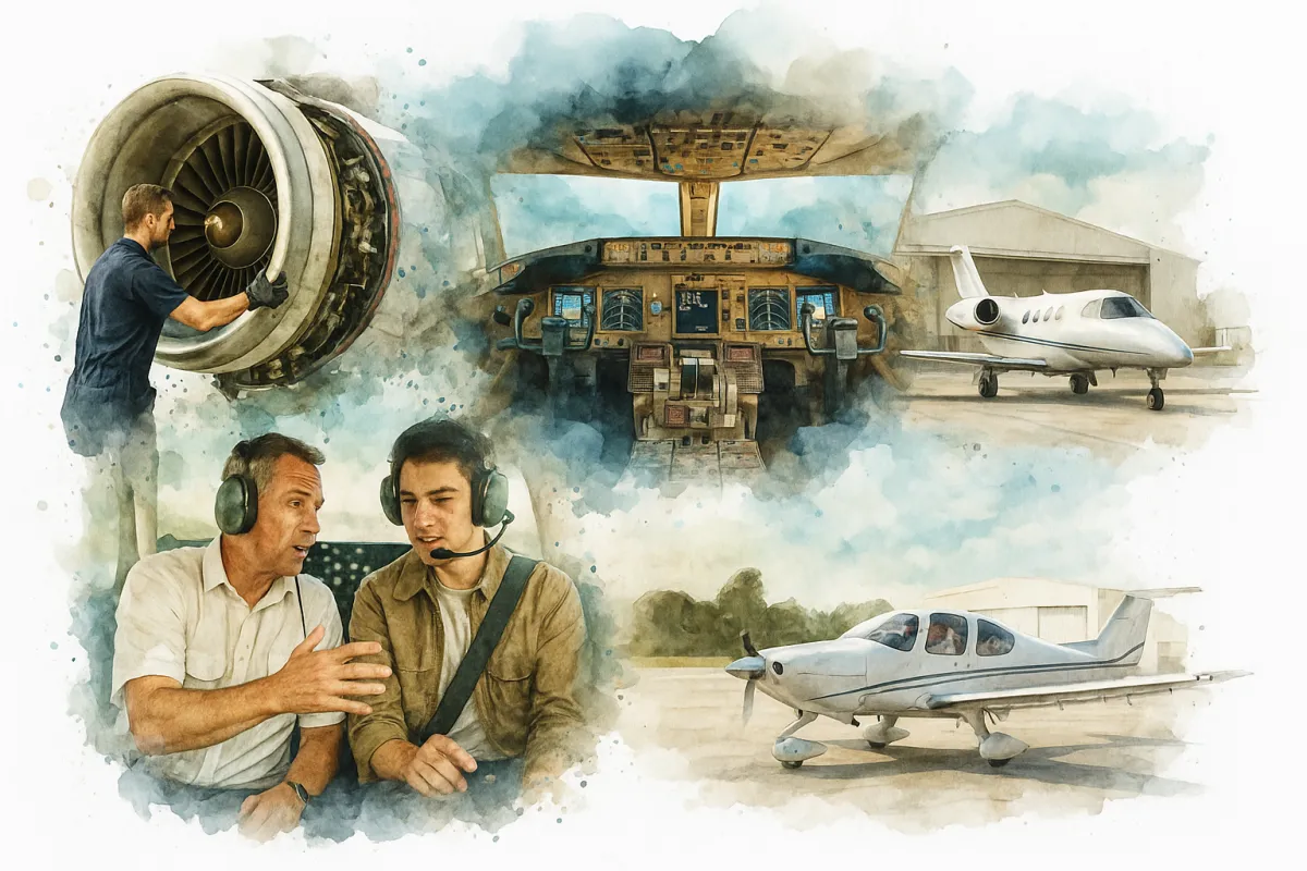 image collection aviation planedof to depict online advertising and digital marketing services and pilots