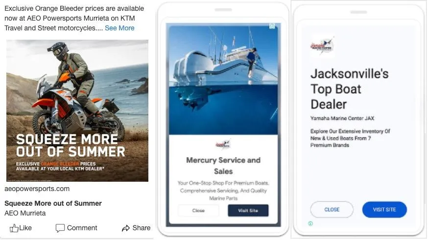 motorcycle dealer online ad examples