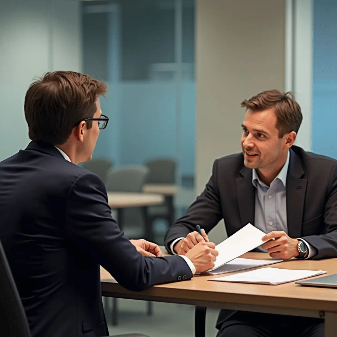Client meets with advisor during a tax debt resolution session, reviewing documents and discussing financial solutions.