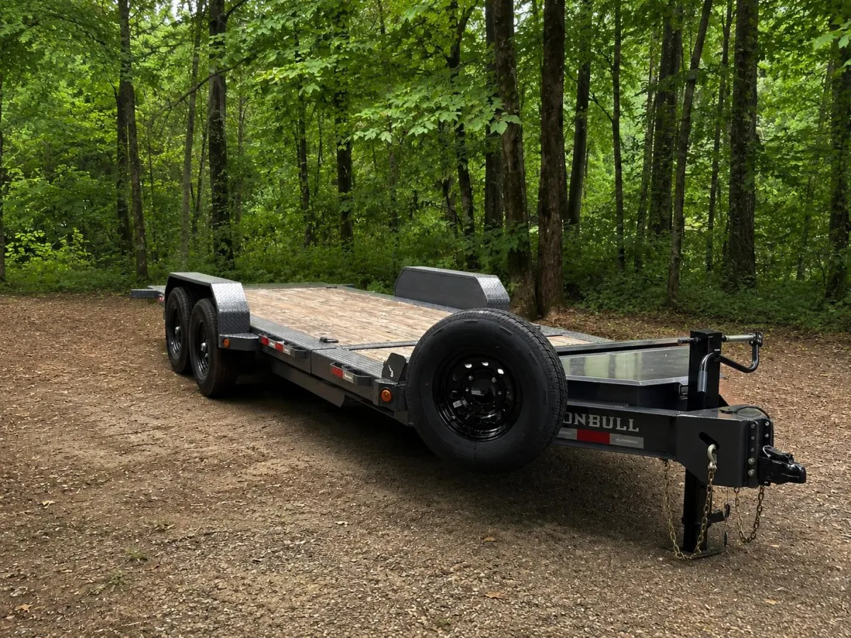 Iron Bull tilt-deck equipment trailer ready for pickup, Montevallo AL