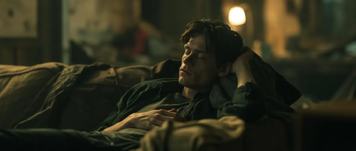     Man resting on a sofa feeling exhausted and withdrawn, illustrating how persistent low mood can affect everyday life