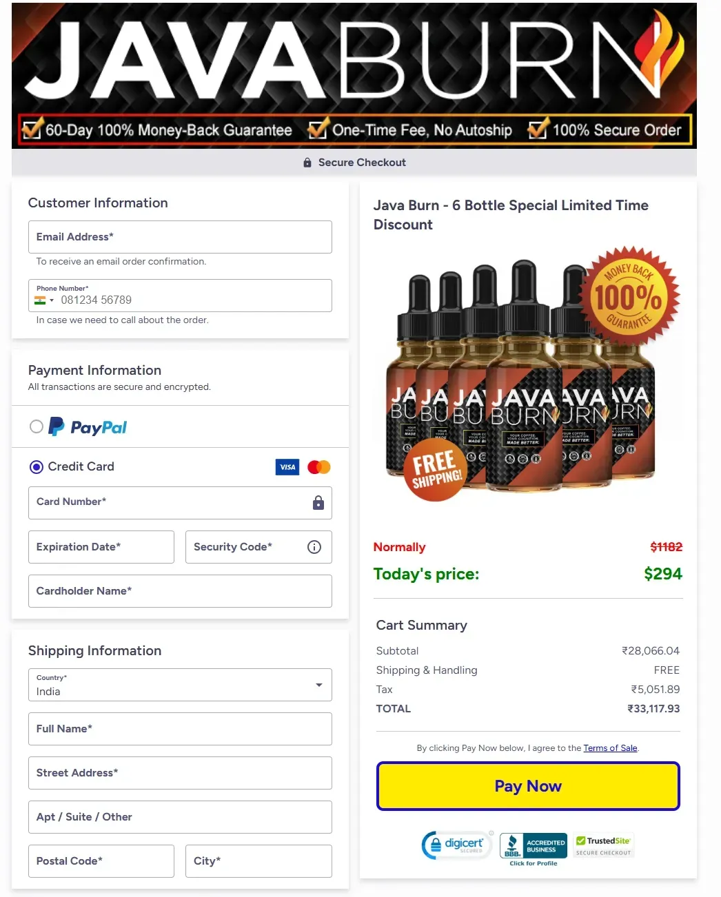java burn order