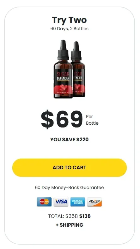 sugar defender 2 bottle price