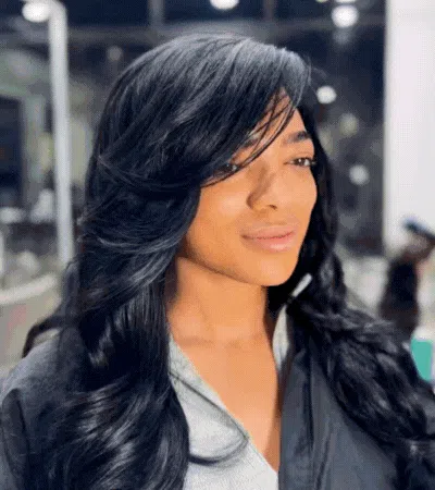 Micro link hair extensions applied at Salon Moraee for lightweight length and fullness.