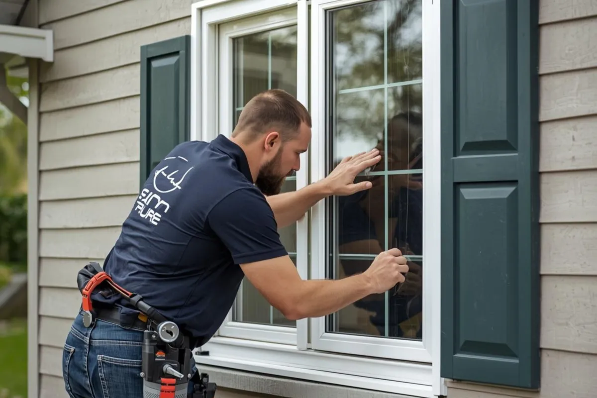 Man repairing window
