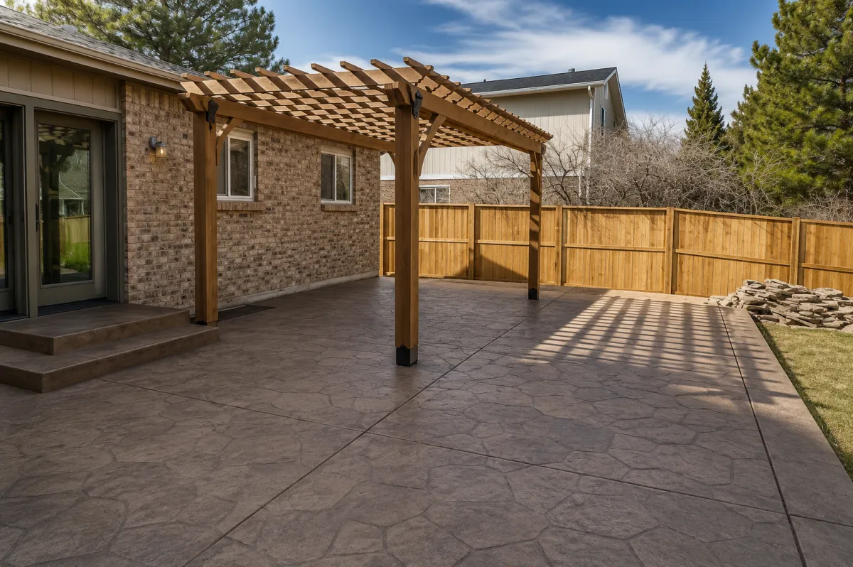 Custom Stamped Concrete Patio Built by Sycamore Hardscapes in Golden Colorado