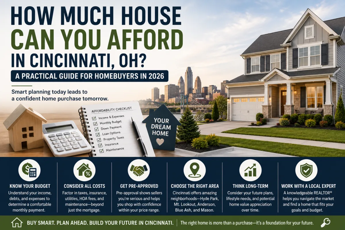 How much house can you afford in Cincinnati, OH featuring a modern home, budgeting tools, and a practical home buying guide for 2026.