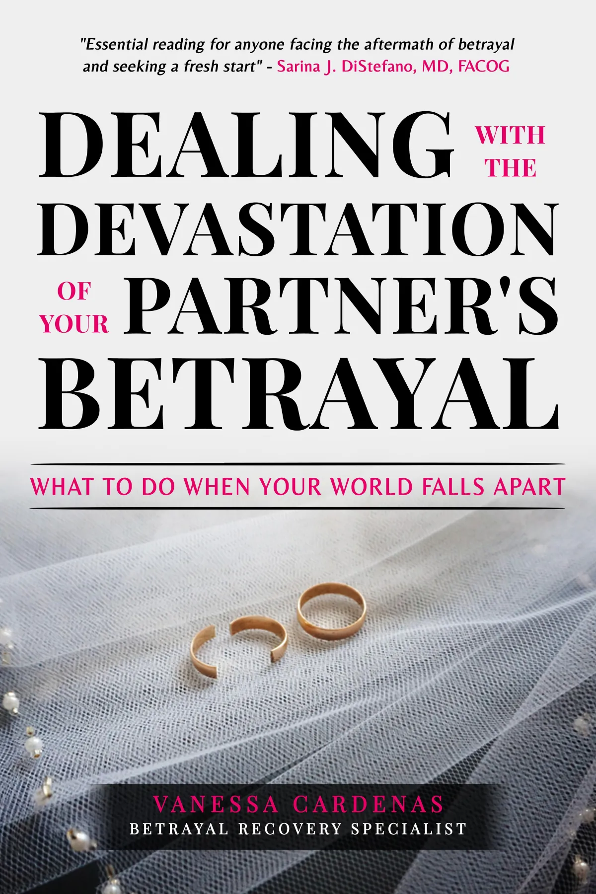 Cover of 'Dealing with the Devastation of Your Partner's Betrayal, What to do When Your World Falls Apart ' by Vanessa Cardenas, a comprehensive guide to managing betrayal trauma and rebuilding trust.