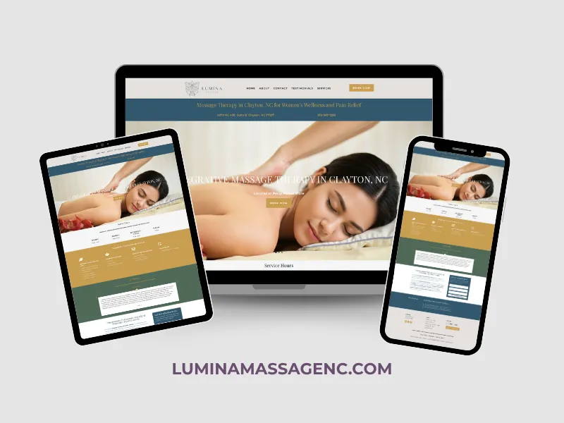 Image of Lumina Massage, nc.com website