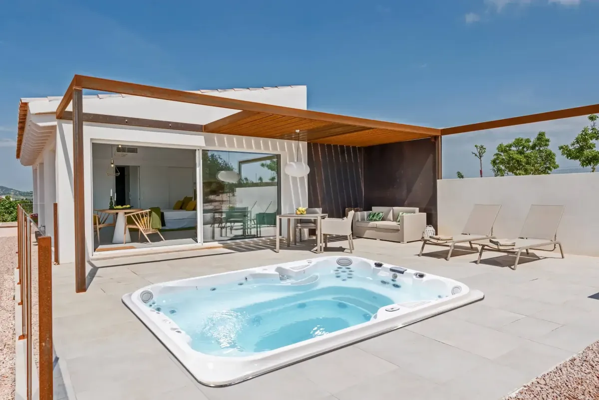 girl in jacuzzi swim spa