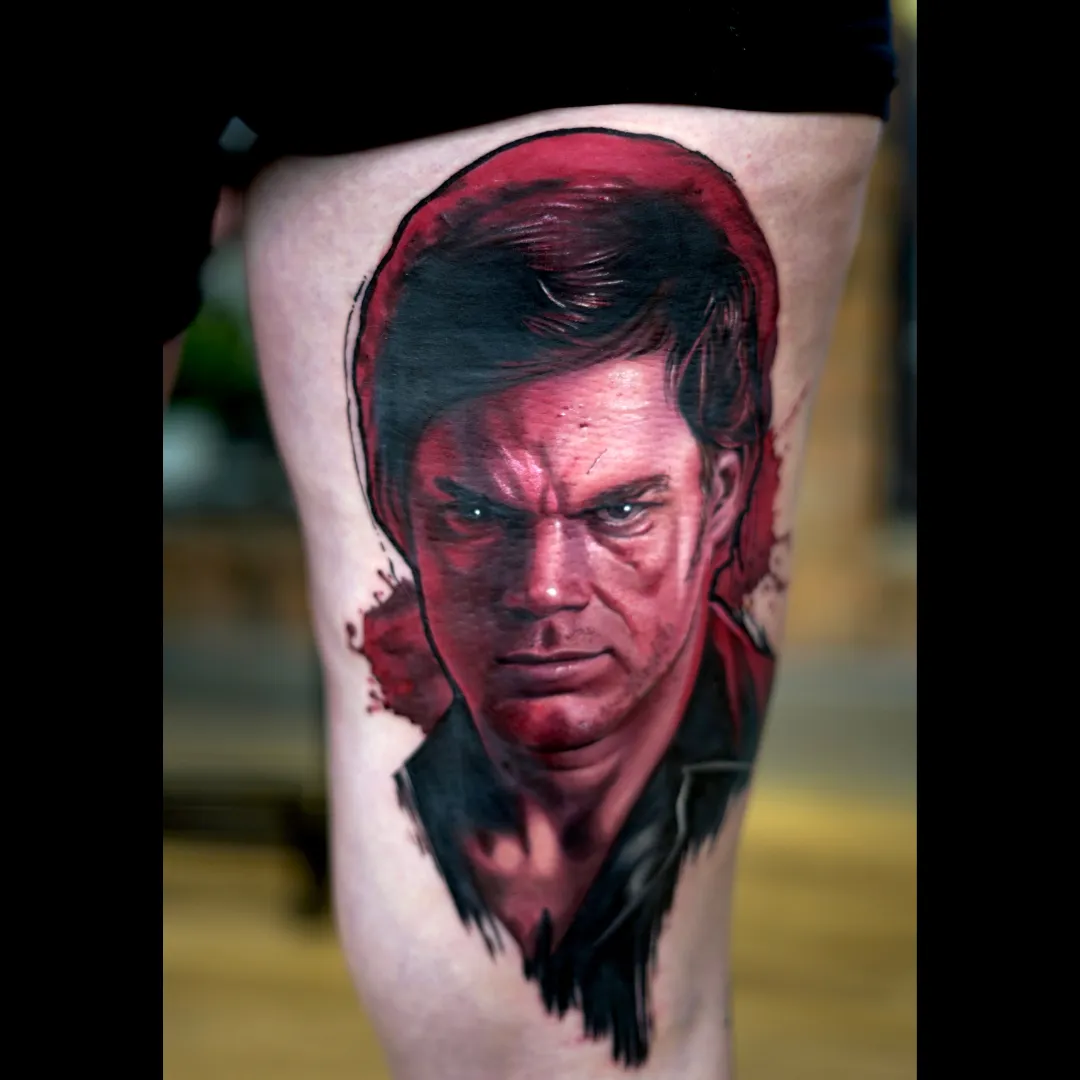 Portrait realism tattoo by Santo Cuervo Tattoo Collective