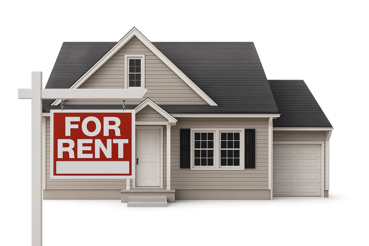 Renovated rental building exterior at golden hour