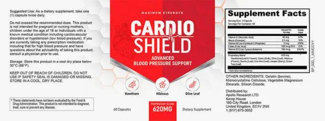 cardio shield supplement facts