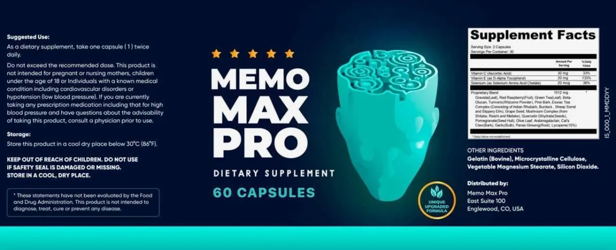 memomaxpro supplement fact