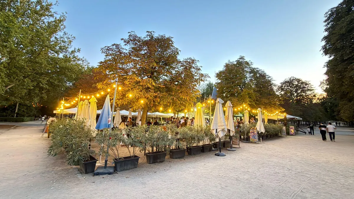 Terraza acogedora del restaurante en Madrid