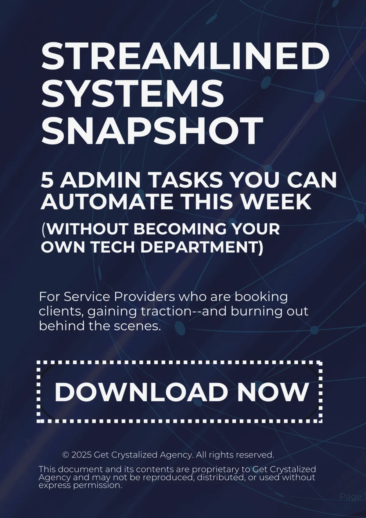 eBook cover for "Streamlined Systems Snapshot"