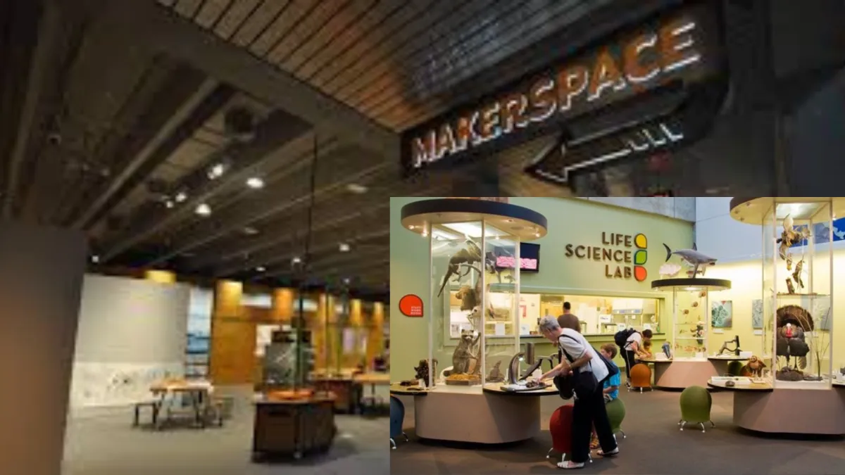 Children building and testing creations in the Makerspace