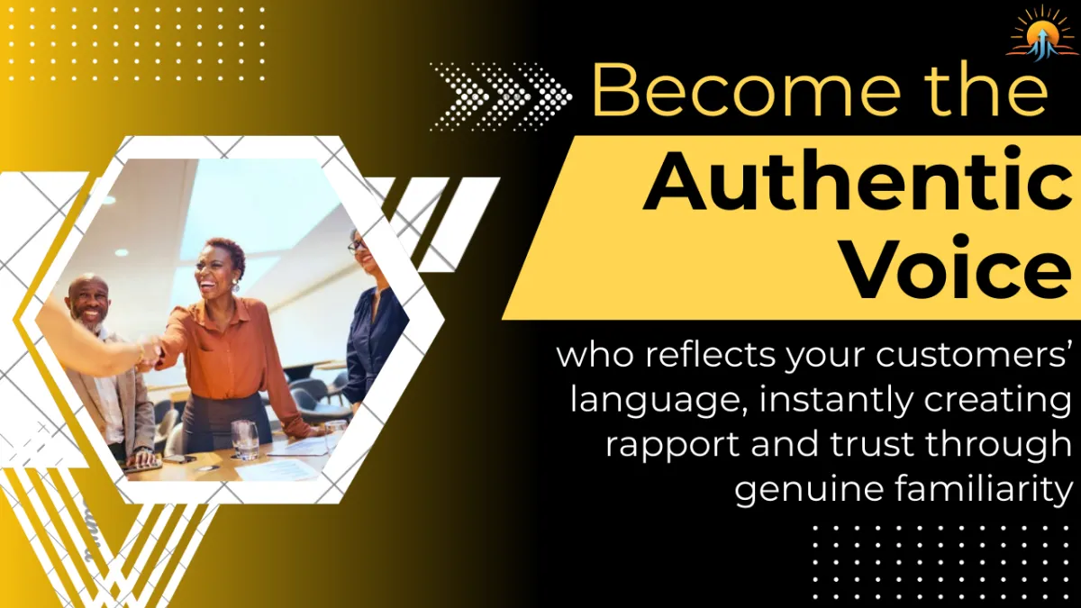 Illustration of a digital 'language bank' or vault filled with speech bubbles containing real customer phrases. Arrows or lines show these phrases being used to craft high-impact marketing and sales copy on a screen. Modern, clean design conveys ethical use of customer language, resonance, and improved performance in AI-driven search results.