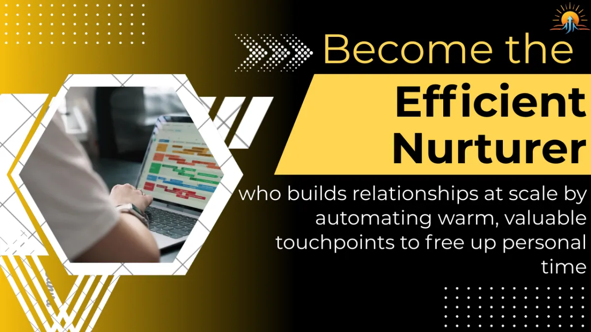 Illustration of an automated email sequence flowing to a new subscriber, with human-like touches such as a friendly greeting and personalized details, representing a balance between automation and genuine connection.