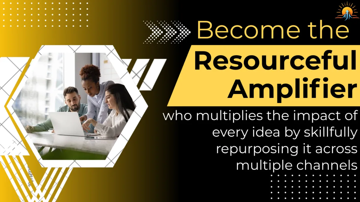 “Person organizing a blog post on a laptop while creating multiple social media posts on a smartphone and tablet, illustrating content repurposing for marketing