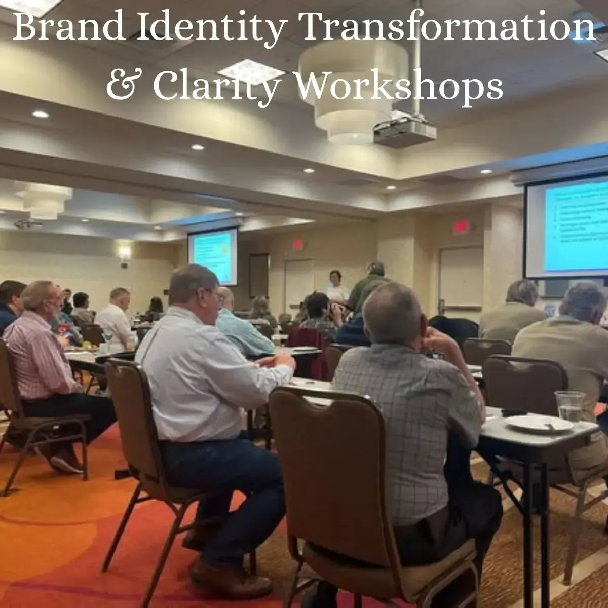 Diverse group of professionals participating in a Brand Identity Transformation and Clarity Workshop