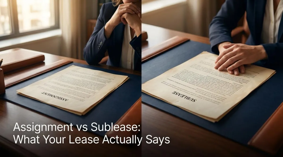 Business owner reviewing assignment and sublease clauses in a commercial lease