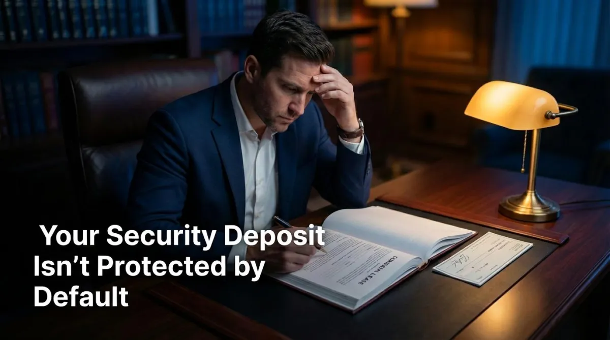 Business owner reviewing commercial lease security deposit terms before signing