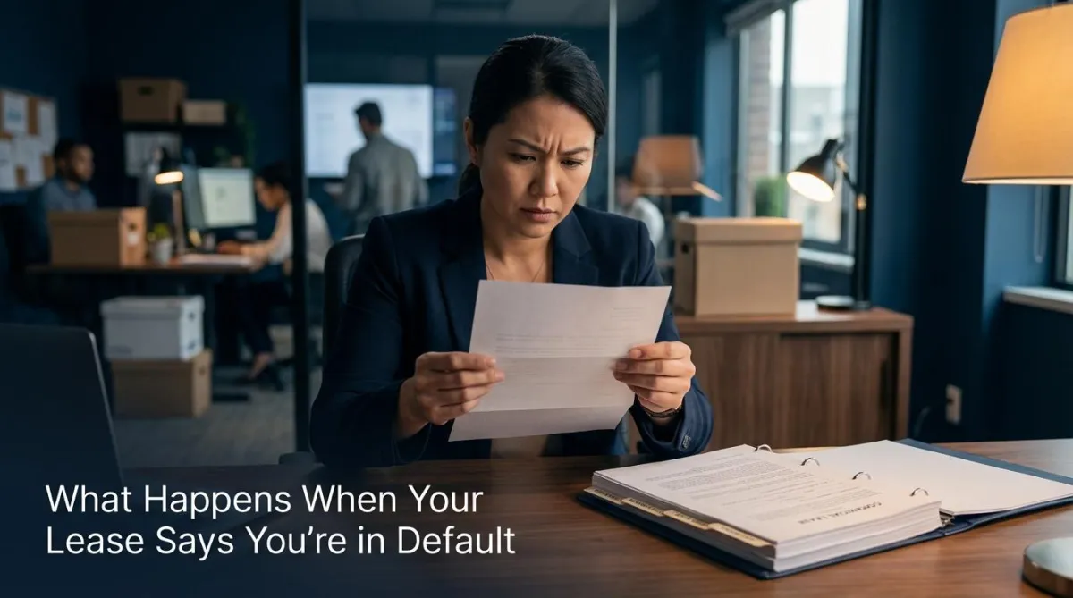 Business tenant reviewing commercial lease default and cure period provisions