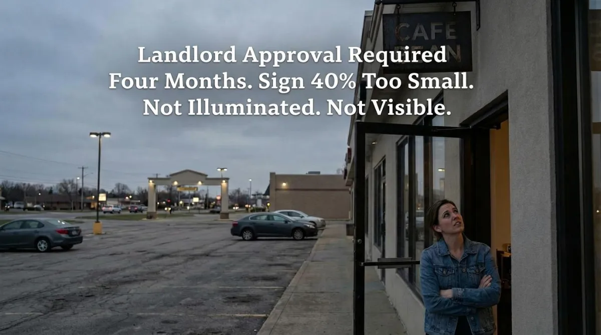 Tenant doesn't like her signage.