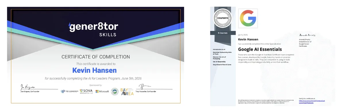 Kevin Hansen certified