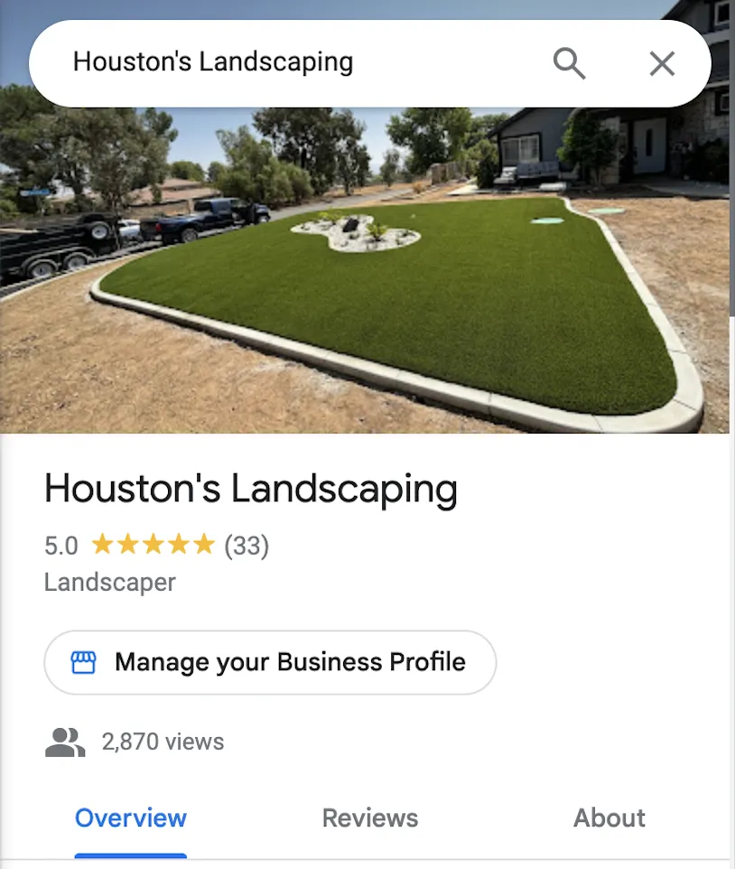 SEO Results for Houston's Landscaping