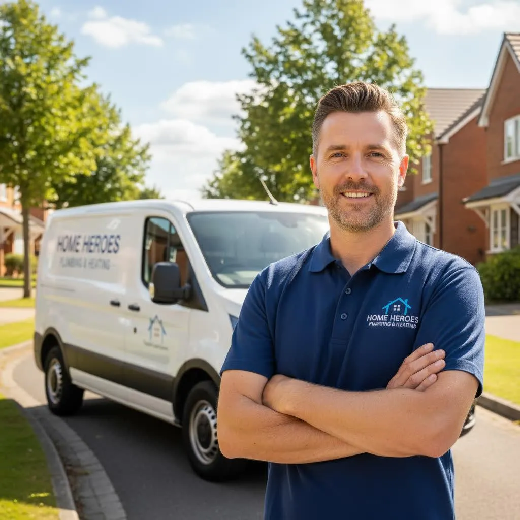 UK trade person up a ladder