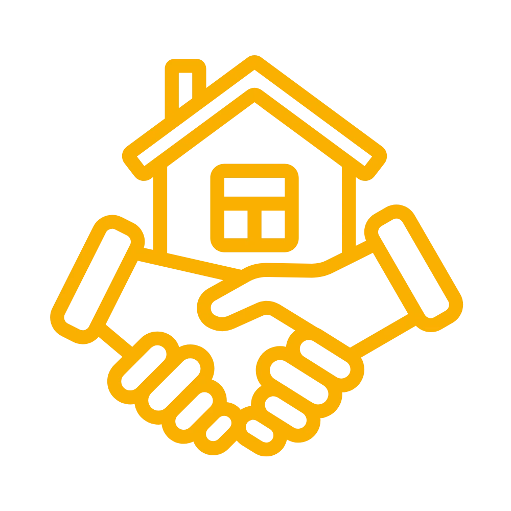 Handshake and house icon showing De Luca Construction is a family-owned local business serving the Coopersburg area