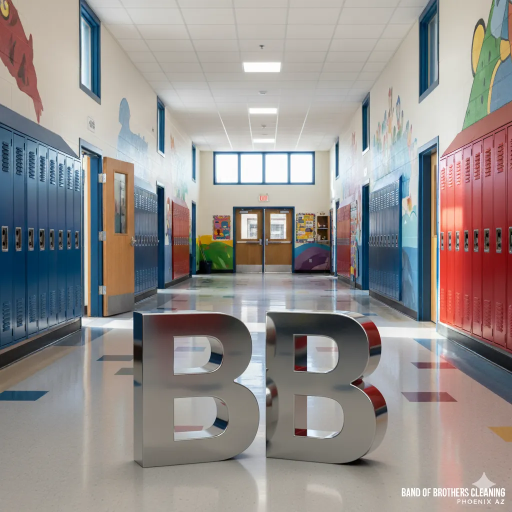 Raised White "BB" letters in newly renovated retail space.