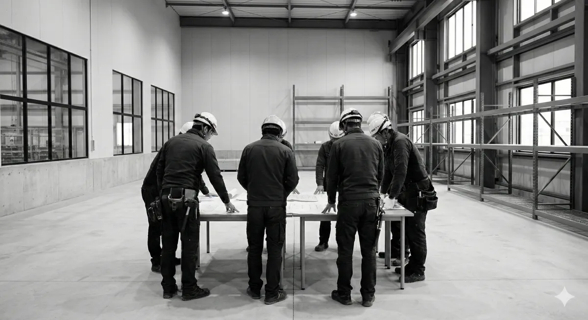 Raised White "BB" letters in newly renovated retail space.