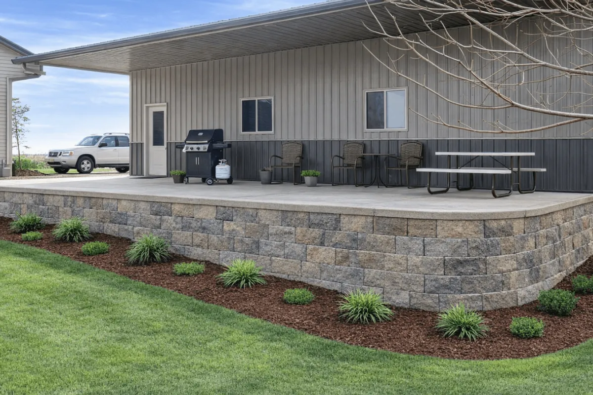 Custom landscape design and retaining wall installation in Western Ohio