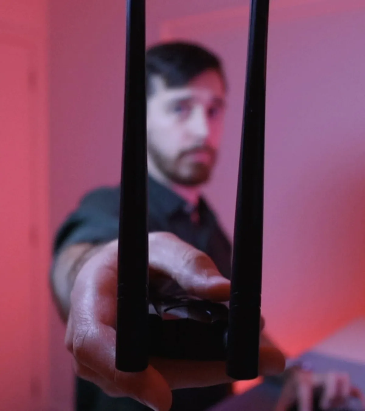 Toby holding Alfa Card