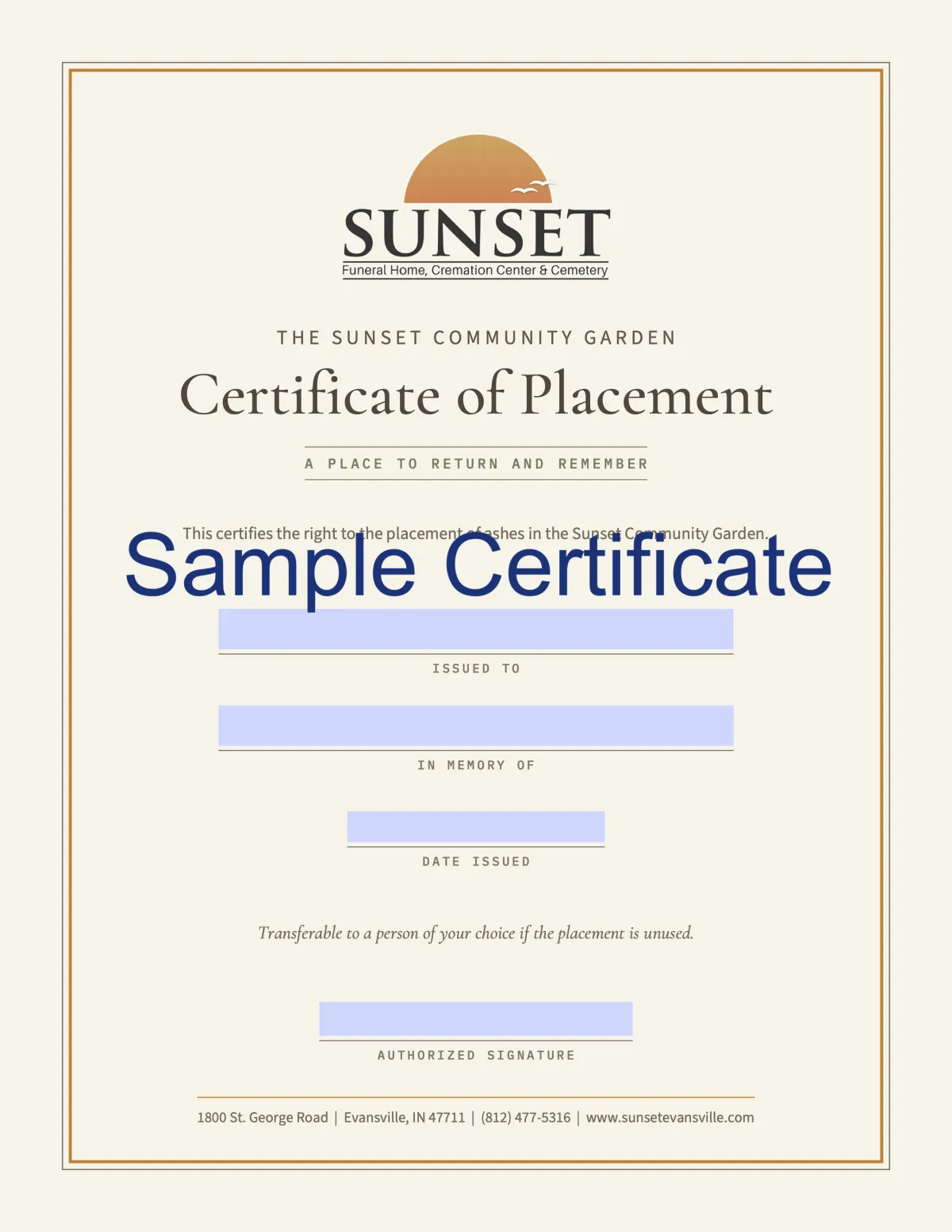 Certificate of Placement