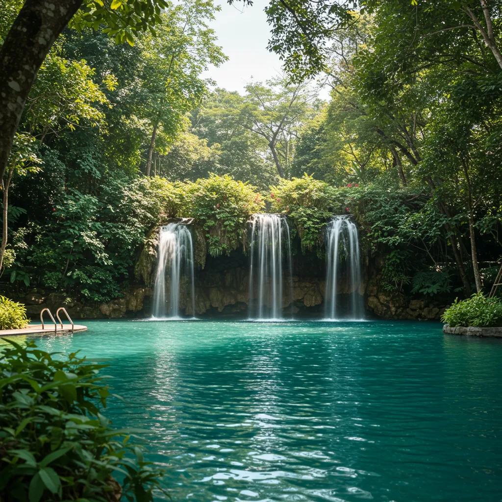 An aerial view of a basketball court in a park
